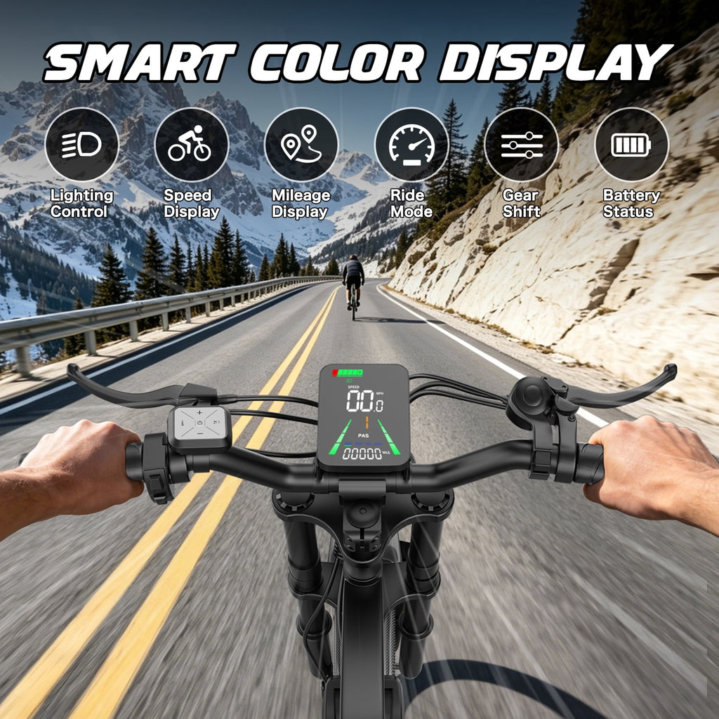 Adult Electric Bike 2500W Brushless Motor, 48V 25AH Long Range Battery, 26 Fat Tire E-Bike, 25MPH, 7-Speed, IPX5 Waterproof, Electric Bicycle for Mountain, Beach, Commute Electric Bikes