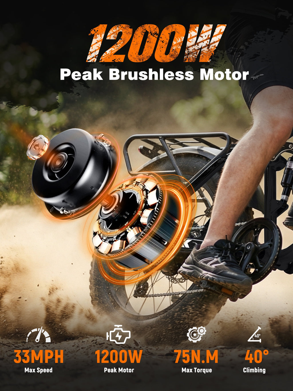 ESKUTE M300 Electric Bike for Adults, Full Suspension Fat Tire Mountain Ebike, 52V 20.8Ah Removable Battery, 1200W Motor, Up to 33MPH, 80 Miles Electric Bicycle Black, UL2849 Electric Bikes