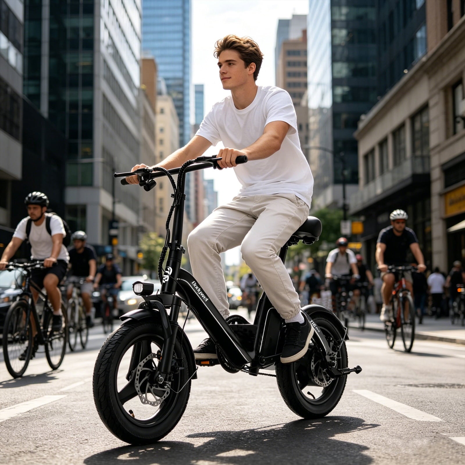 Bodywel Electric Bike for Adults, Electric Bicycle with 36V 10Ah Battery, 14 Folding Ebike, Peak 500W Motor, Mini E Bikes for Urban Commuter, UL2849 Electric Bikes