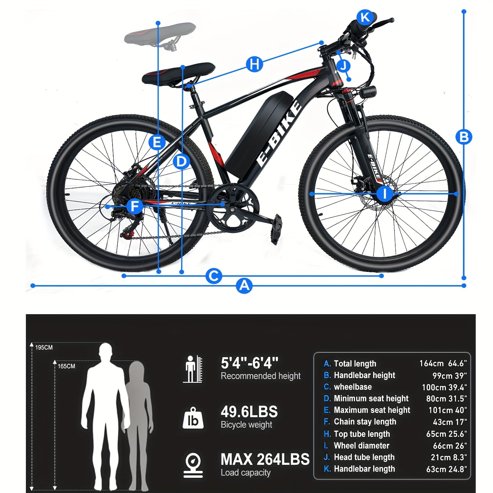 XKJQTA Electric Bike for Adults,26”Electric Mountain Bike 576Wh Battery & LCD Display, with 7-Speed, 25MPH,Ebike,Full Suspension, 800W (Peak) Motor Commuter Electric Bicycle,Lightweight Ebike,UL2849 Electric Bikes