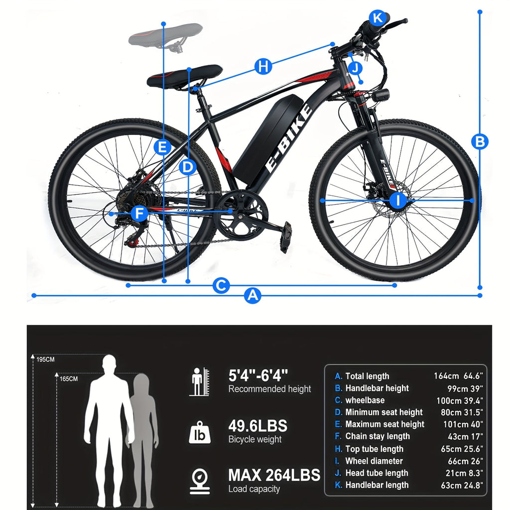 Bycyla Electric Bike for Adults,26 Electric Bike,40+ Miles,7-Speed,25Mph Power by 750W(Peak) Motor Mountain Ebike,Full Shock Absorber,Electric Bicycles for Commuting,E-Bike,UL 2849 Electric Bikes