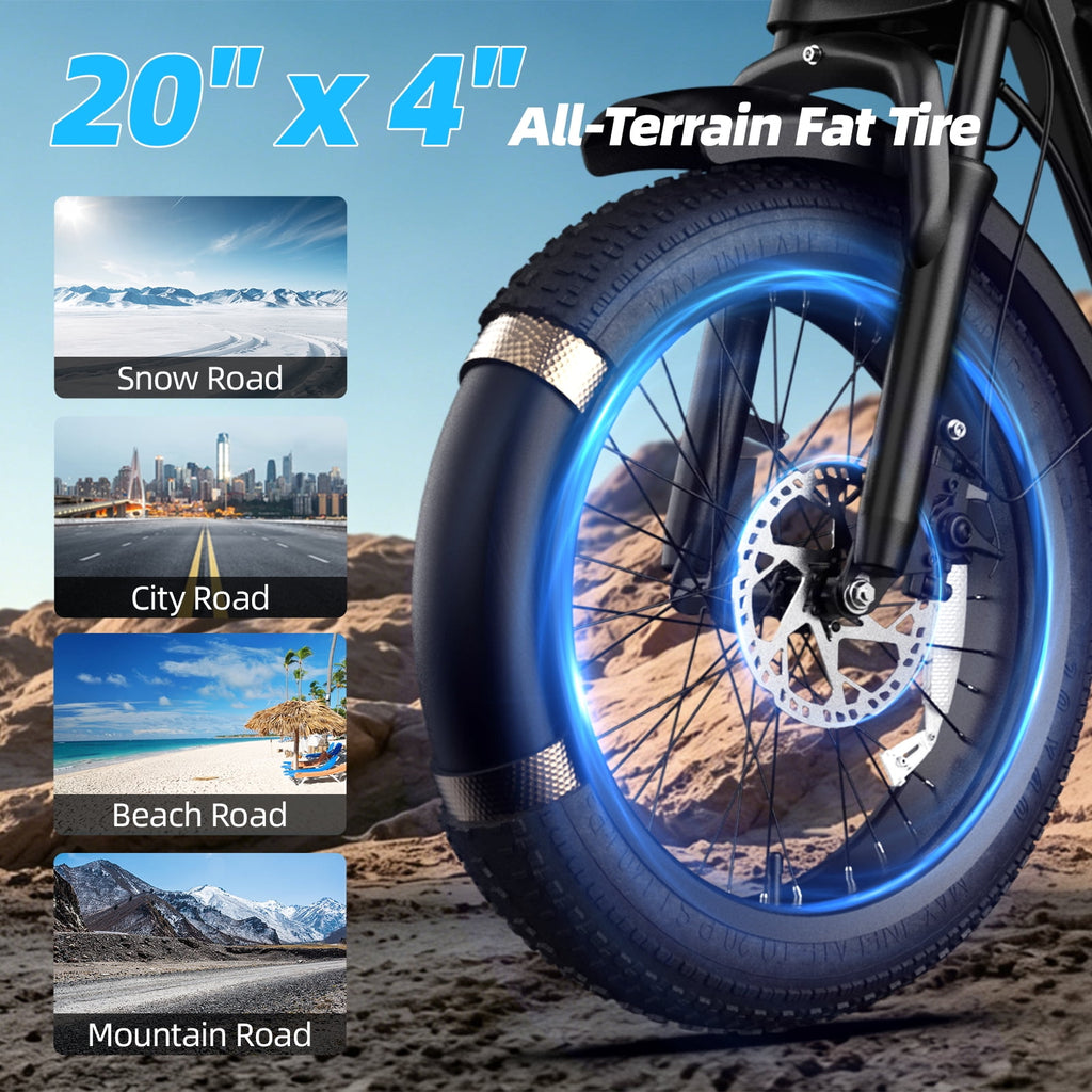 Deepower K3 Electric Bike for Adults, 1500W Peak Motor 28MPH Electric Dirt Bike, 48V 15Ah Removable Battery 20x4.0 Fat Tire Ebike, Dual Suspension 7-Speed Moped Bicycle, UL 2849 Certified Electric Bikes