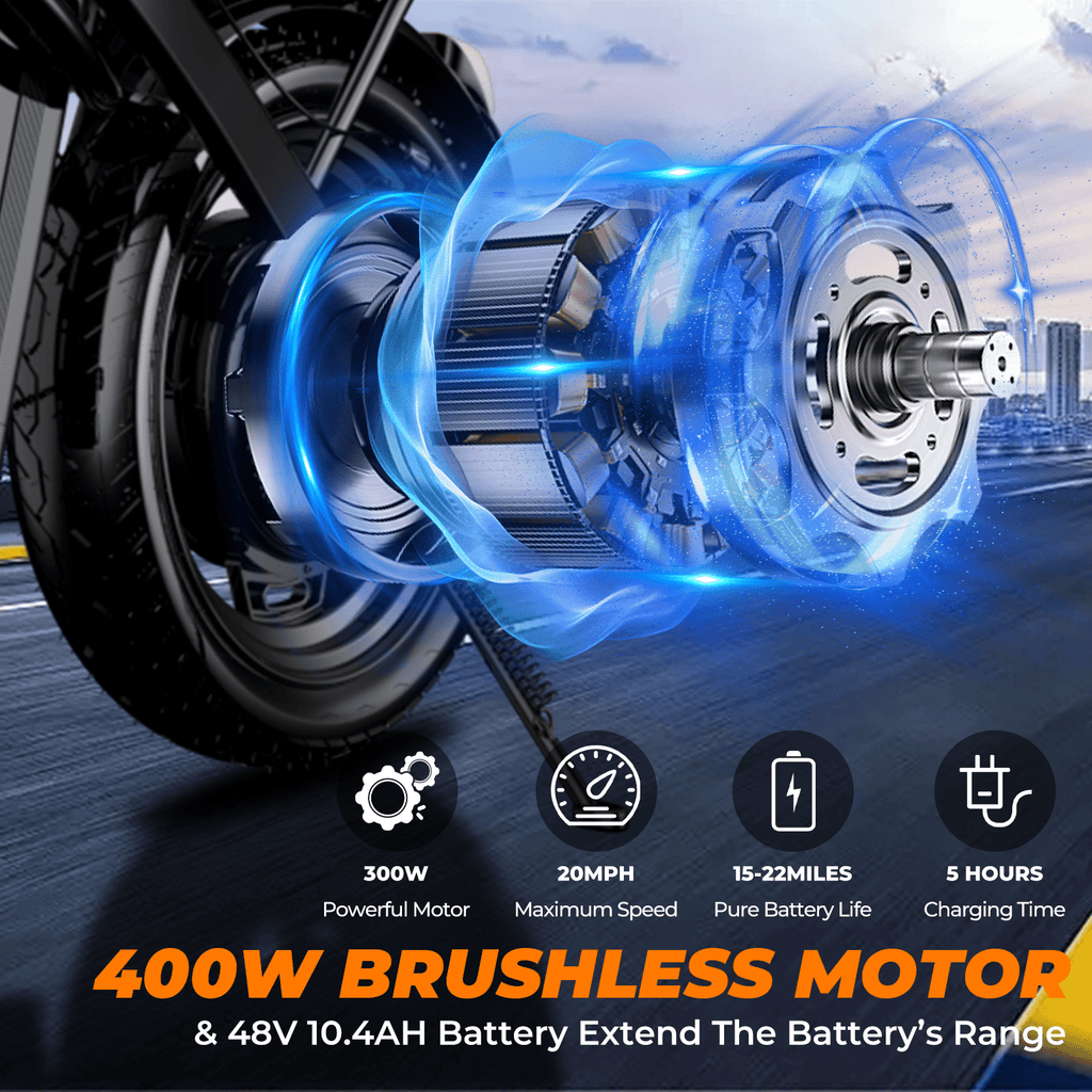 Kunyun T5 48V 750W Adult Electric Bikes,14 Tires, 20mph, 19-22mi Range, Dual Disc Brakes, Adjustable Seat, Removable Basket, Folding Design. Electric Bikes