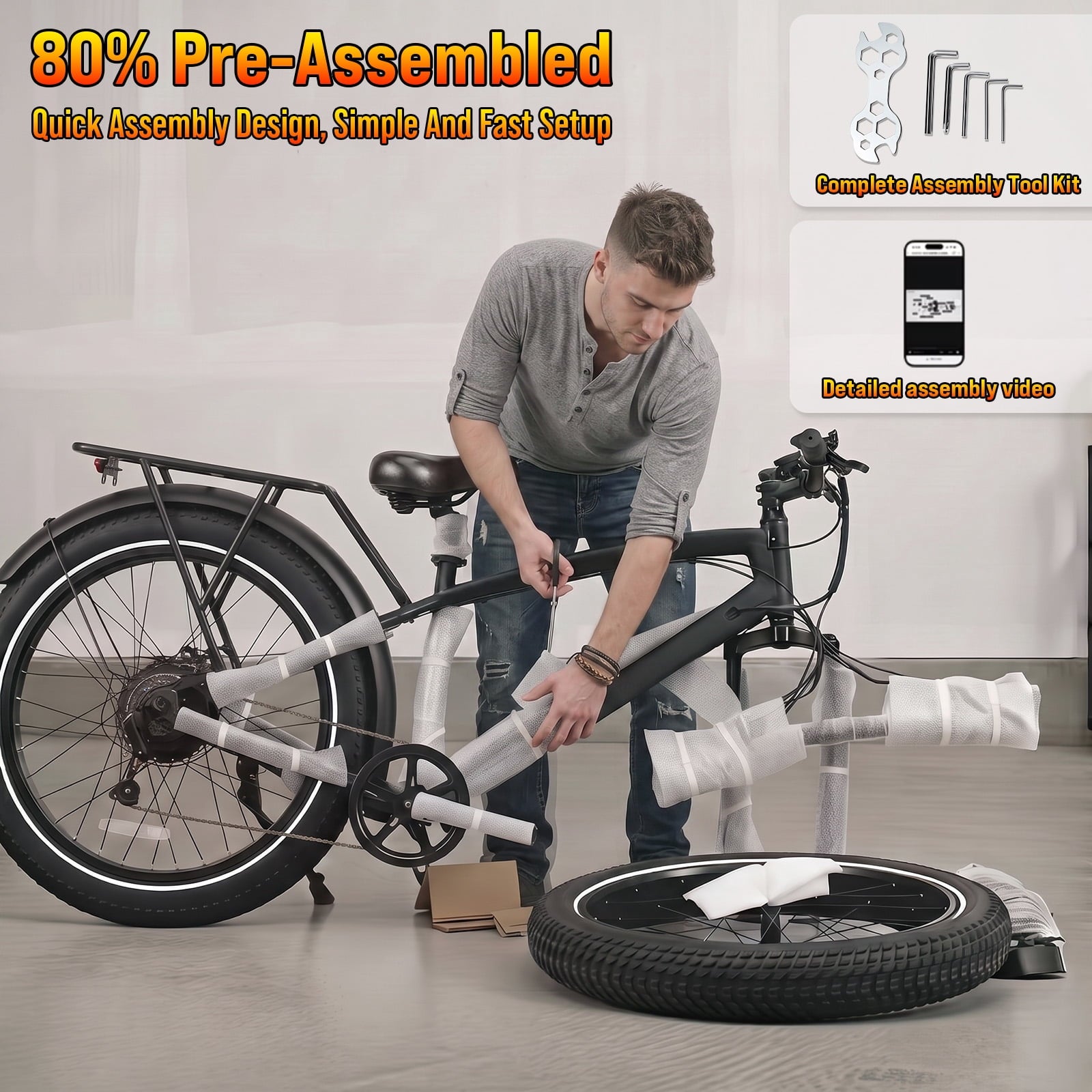 Rexei Yeki 26 Fat Tire EBike, 1200W Electric Bike for Adults, 48V 15AH Battery, 28 MPH Max Speed, 7-Speed , 500 lbs, Front Suspension, Dual Disc Brakes, LCD Display, UL2849 Electric Bikes