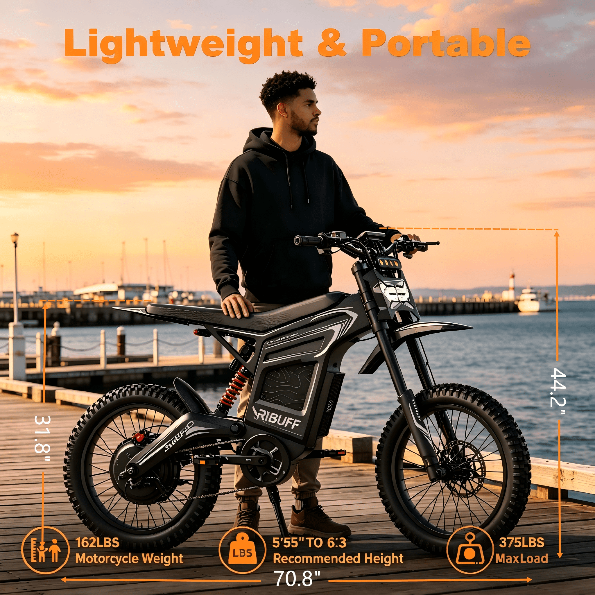 7500W Electric Dirt Bike for Adults, 50MPH, 50° Climbing, Up to 75 Miles Mountain Bike, 72V 30Ah Removable Battery, 19/17 Fat Tires, for Snow, Mountains, Off-Road, UL2849. Electric Bikes