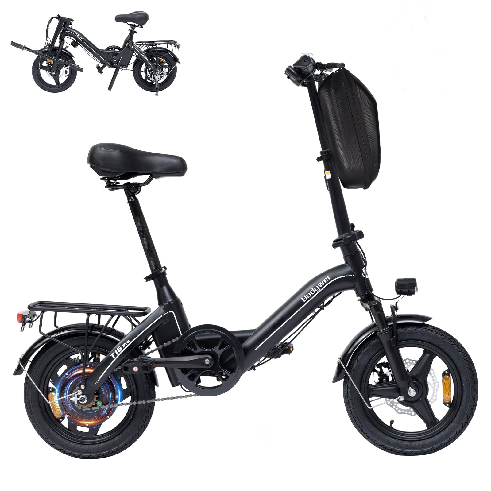 Bodywel Electric Bike for Adults, Electric Bicycle with 500W Motor, 14 Folding Ebike, 36V 10Ah Battery, 20 Miles Mini E Bikes for Commute, UL2849 Electric Bikes