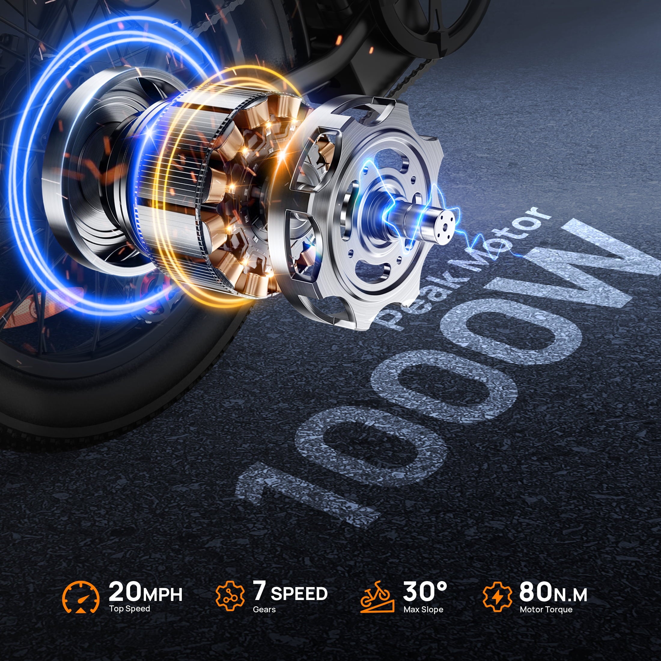 URLIFE 20*3.0 Electric Bike for Adults,1000W Peak Motor,48V 13AH Remobavle Battery,28MPH Max Speed, 7-Speed Mountain Ebike,UL2849-Black Electric Bikes