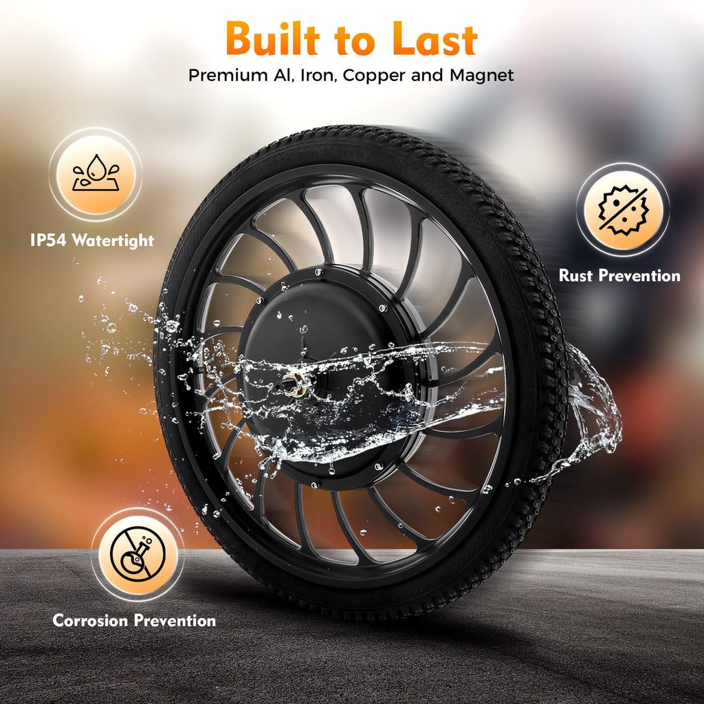 1000W Electric Bicycle Motor Wheel – High-Speed E-Bike Hub with 7-Speed Freewheel, 88.7% Efficiency, IP54 Waterproof, and 35N.m Torque Electric Bikes
