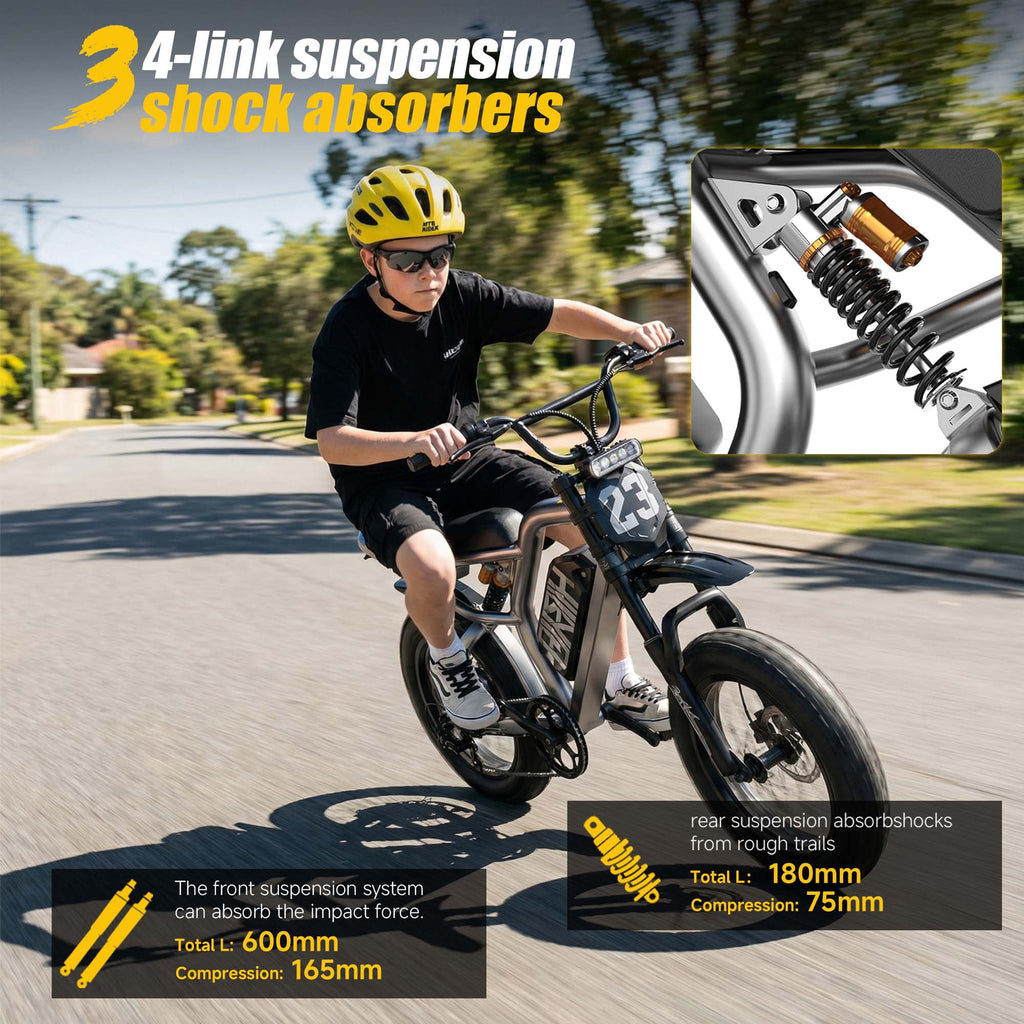 HiKeep Electric Bike for Teenagers, 750W 1500W Peak Dirt Bike, 48V 15Ah Battery Ebike, 25MPH E-Mountain Bike, 16x3.0 Fat Tire, UL2849 Electric Bikes