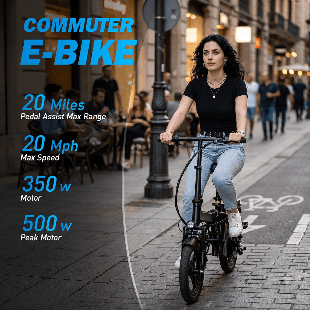 14 Foldable Electric Bike for Adults, Commuter E-Bike with 500W Peak Motor, 36V 12Ah Removable Battery, 20 MPH 32 Miles Range,UL 2849 Certified Electric Bikes
