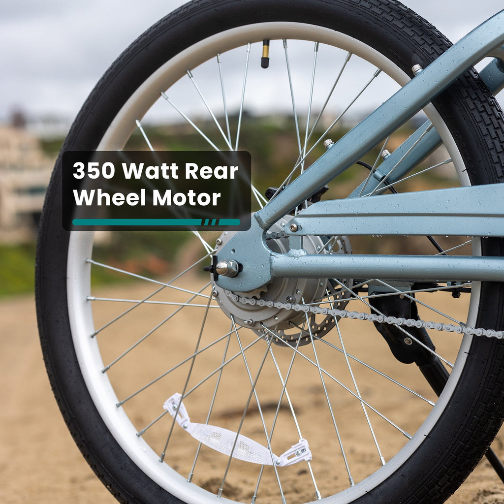 GOTRAX Shoreline 27.5 Women's Electric Beach Cruiser bikes , 350W Motor, 36V, Class 2, Up to 40 Miles, Adult, Blue Electric Bikes
