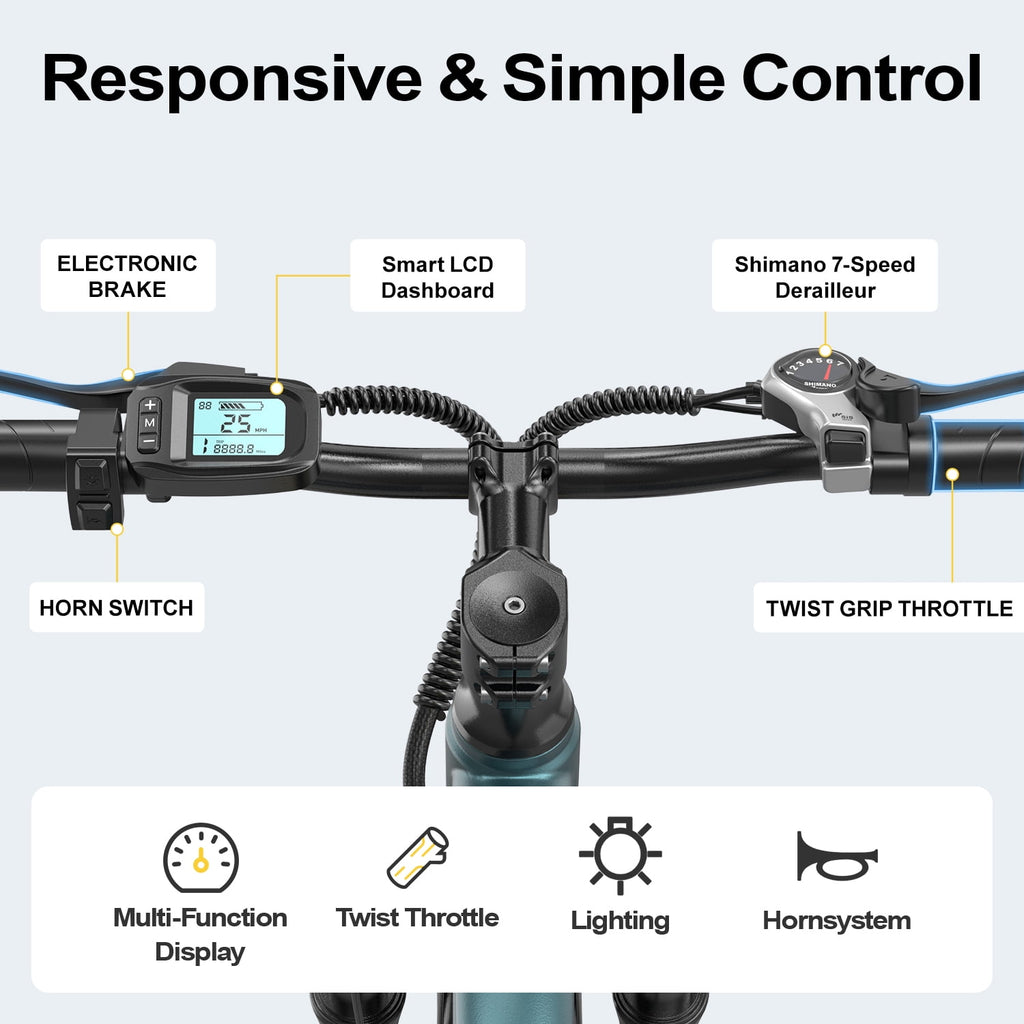 Aairsk GT300 24 Electric Bicycles for Adults,400W Motor,22MPH,36V 10AH Battery,7-Speed,40 Miles Range,UL2849 Electric Bikes