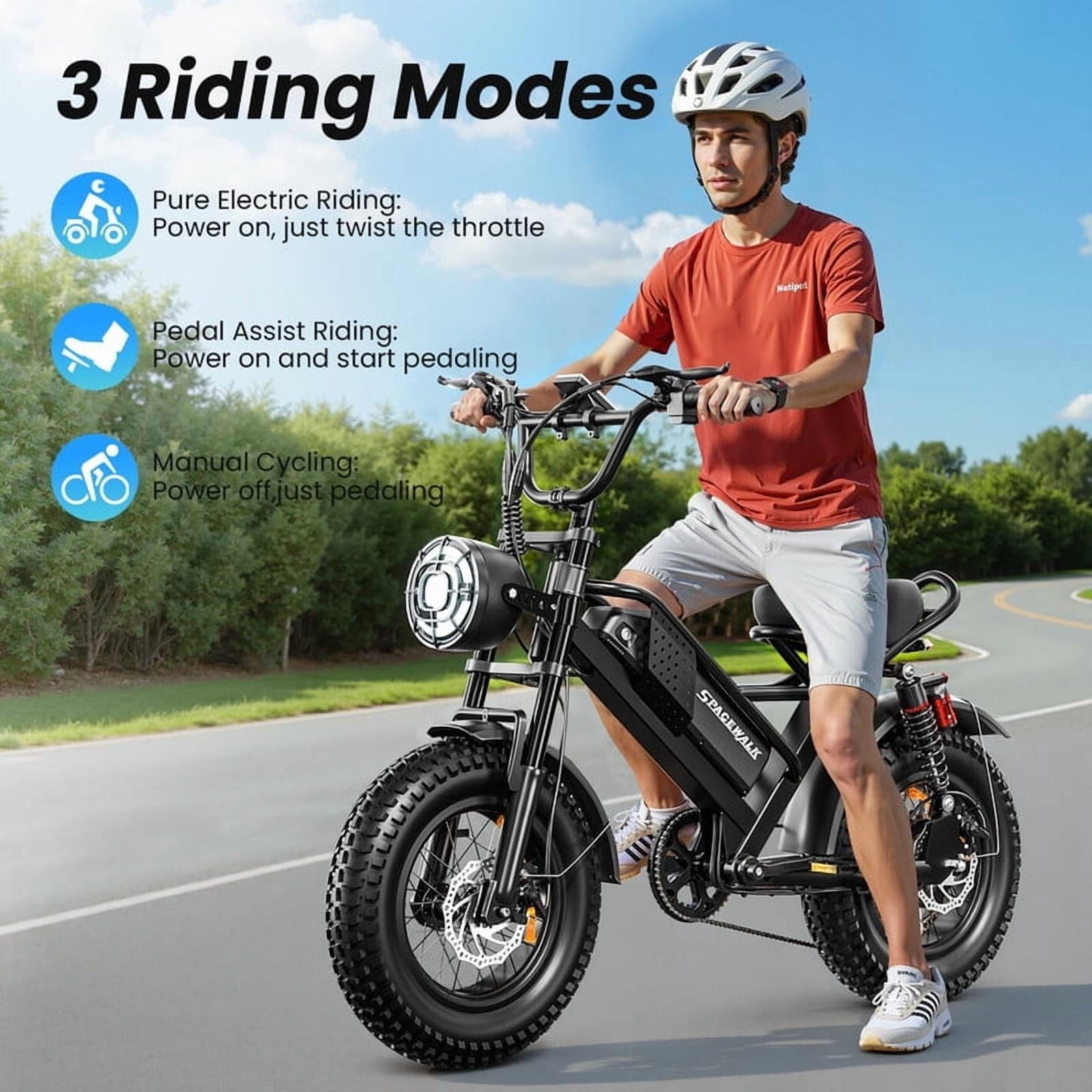21.7MPH Spacewalk 16 Fat Tire Electric Bike,750W Motor,48V 15Ah Removable Battery,Compact Ebike for Adult and Teens Electric Bikes