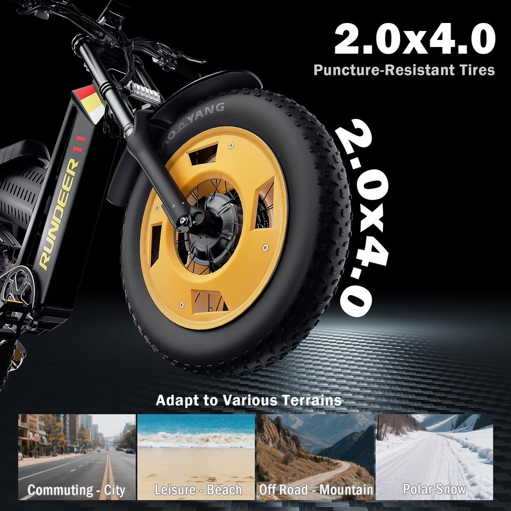RUNDEER Electric Bike for Adults -3000W Motor , 20 Fat Tire All Terrain Ebike, 80 Miles Electric Dirt Bike, 200N·m Torque Electric Motorcycle with Dual Suspension, UL Certified, 3-Year Support Electric Bikes