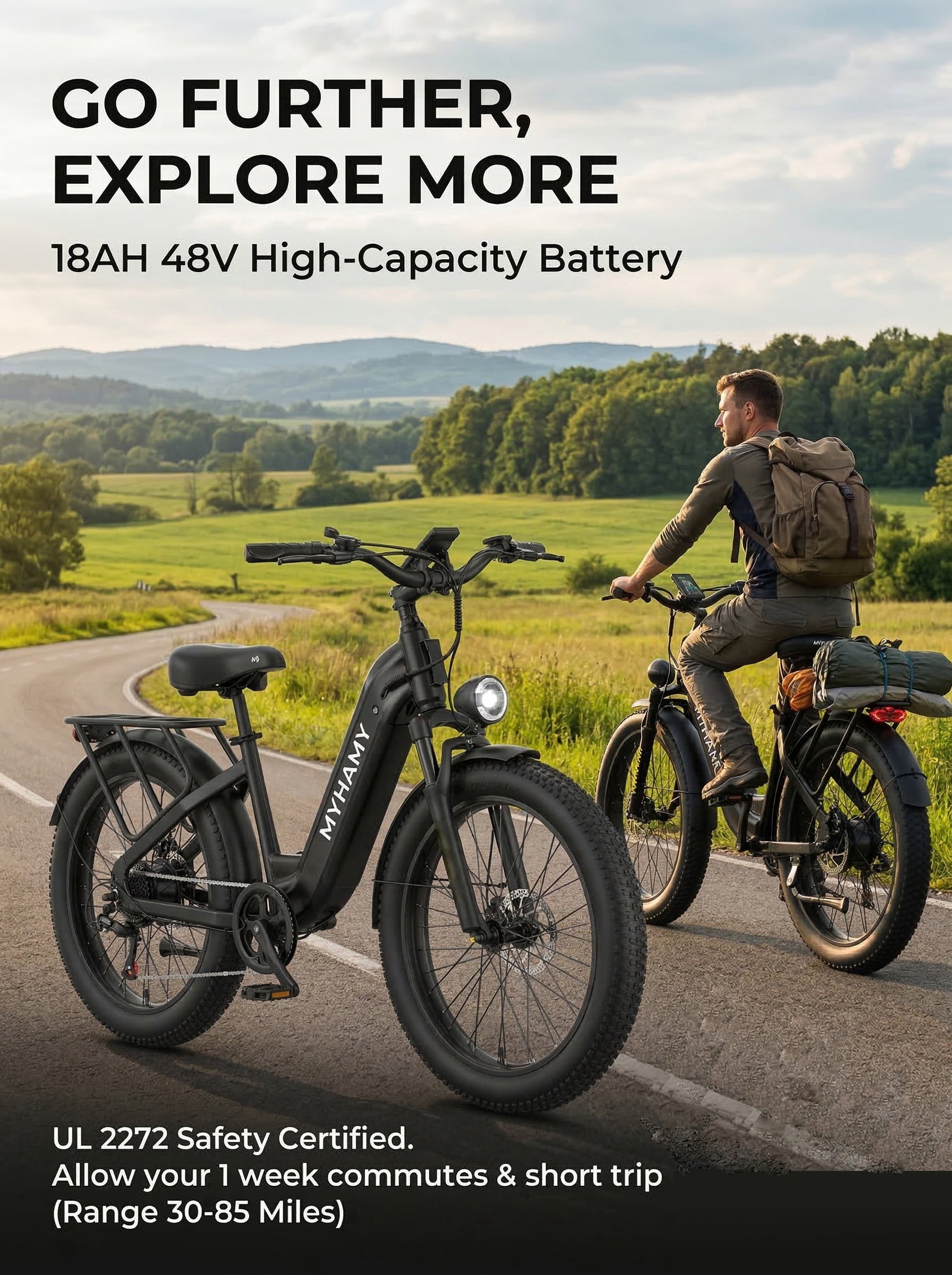 2000W Peak Power Electric Fat Tire Bike for Adults - 28MPH, 48V 18Ah (35-85 Miles), 24x3 All-Terrain Ebike Electirc Bicycle with Full Suspension & 11 Comfort Seat - Conquer Snow, Sand & Trails Electric Bikes
