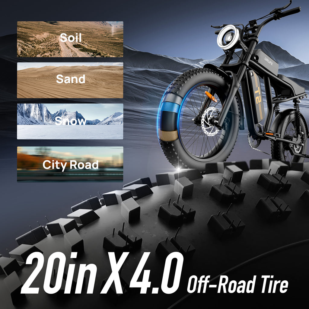 URLIFE 1500W Electric Bike for Adults,204.0 Fat Tire Ebike,48V 15.6Ah Removable Battery,7-Speed E-Mountain Bikes,All-Terrain Off-Road Electric Bicycle,UL2849 Certified(Black) Electric Bikes