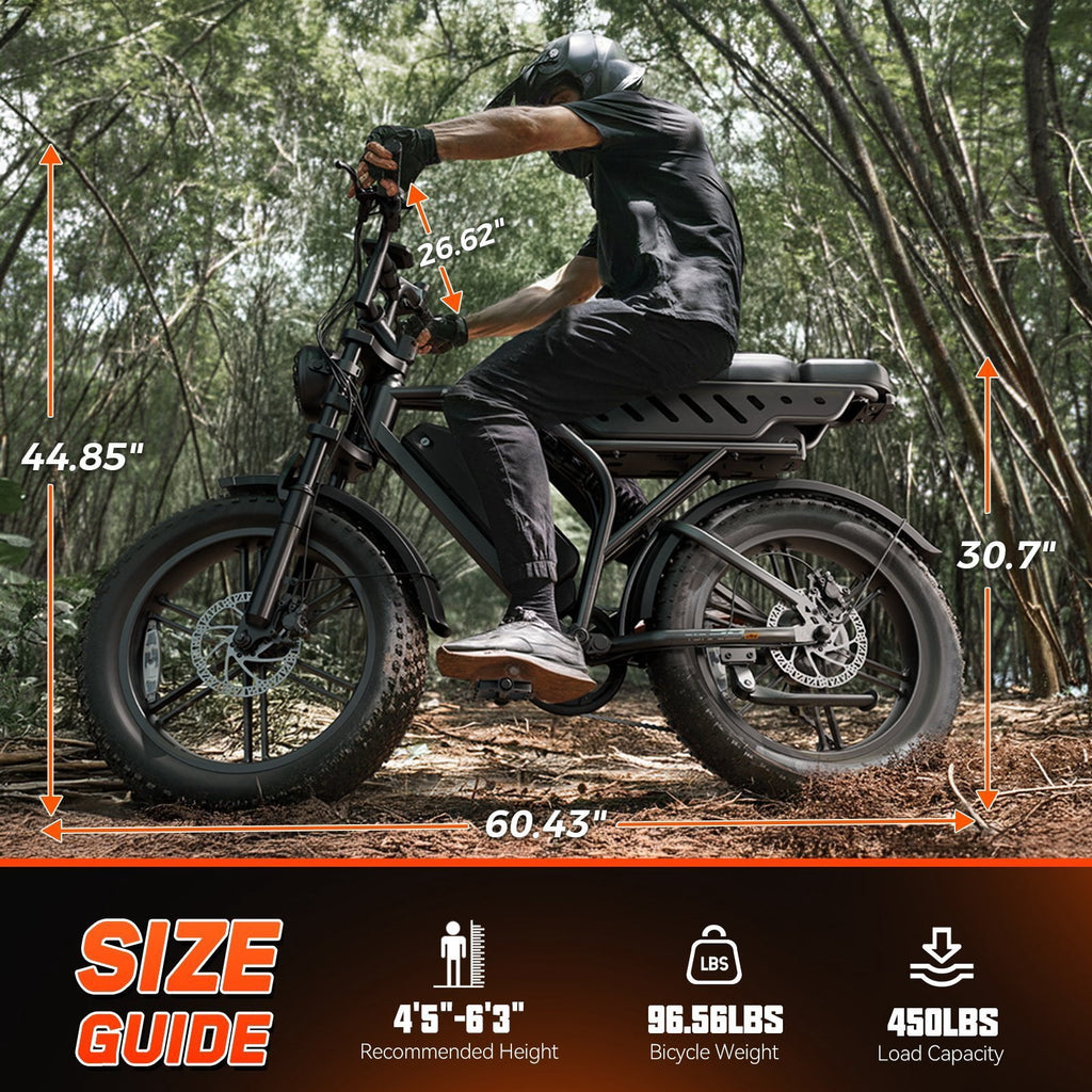 TST Electric Bike for Adults, 750W Peak 1500W Motor, 20x4 Fat Tire E Bicycle, E Mountain Bike, 48V/15AH UL2849, App Control Electric Bikes