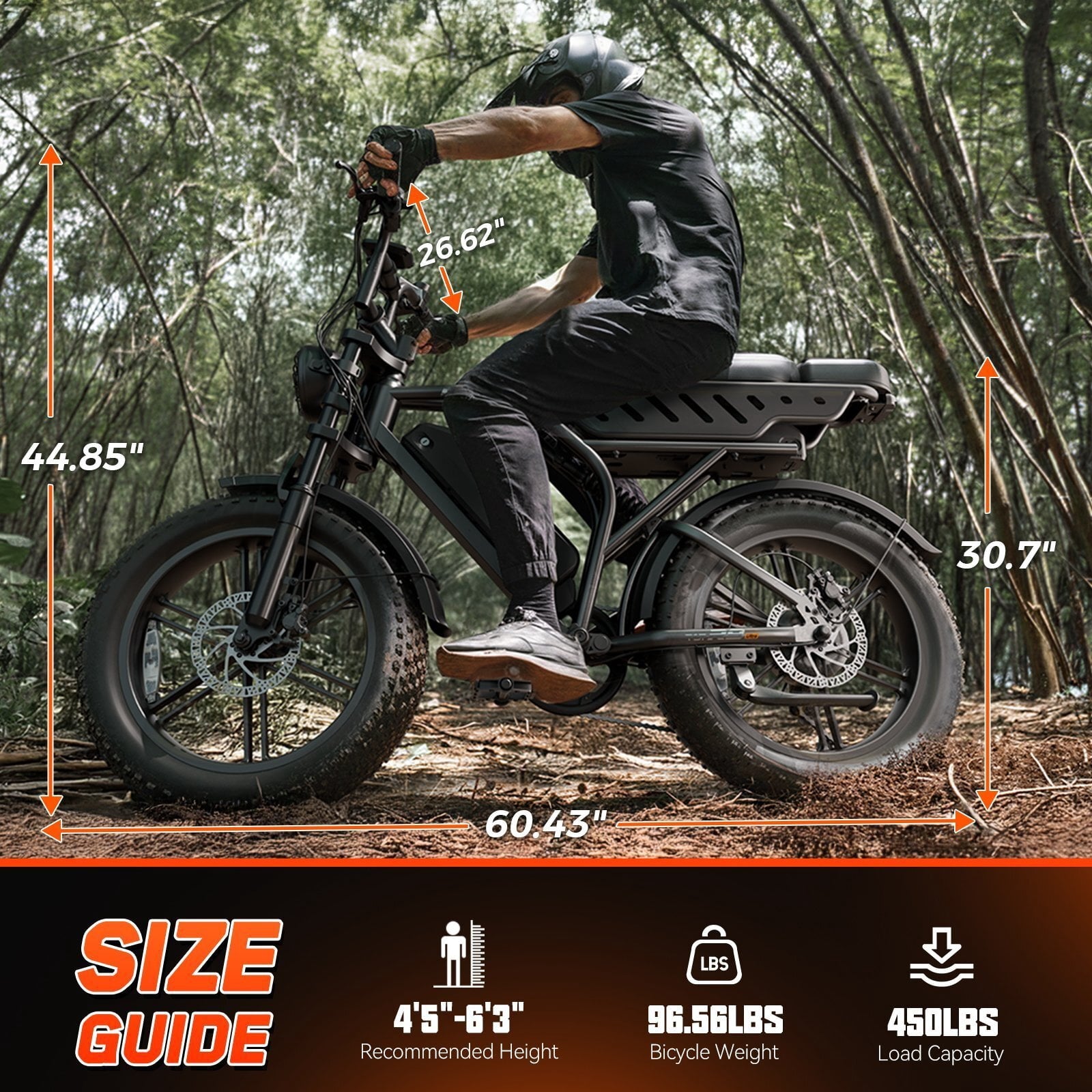 TST Electric Bike for Adults, 750W Peak 1500W Motor, 20x4 Fat Tire E Bicycle, E Mountain Bike, 48V/15AH UL2849, App Control Electric Bikes