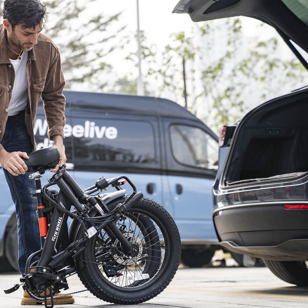 5TH WHEEL W11B 20 Fat Tire Electric Bike, 500W Foldable Adult E-bike with 48V 15.6Ah Removable Battery, Electric Bicycle with 7 Speed, UL2849 Electric Bikes