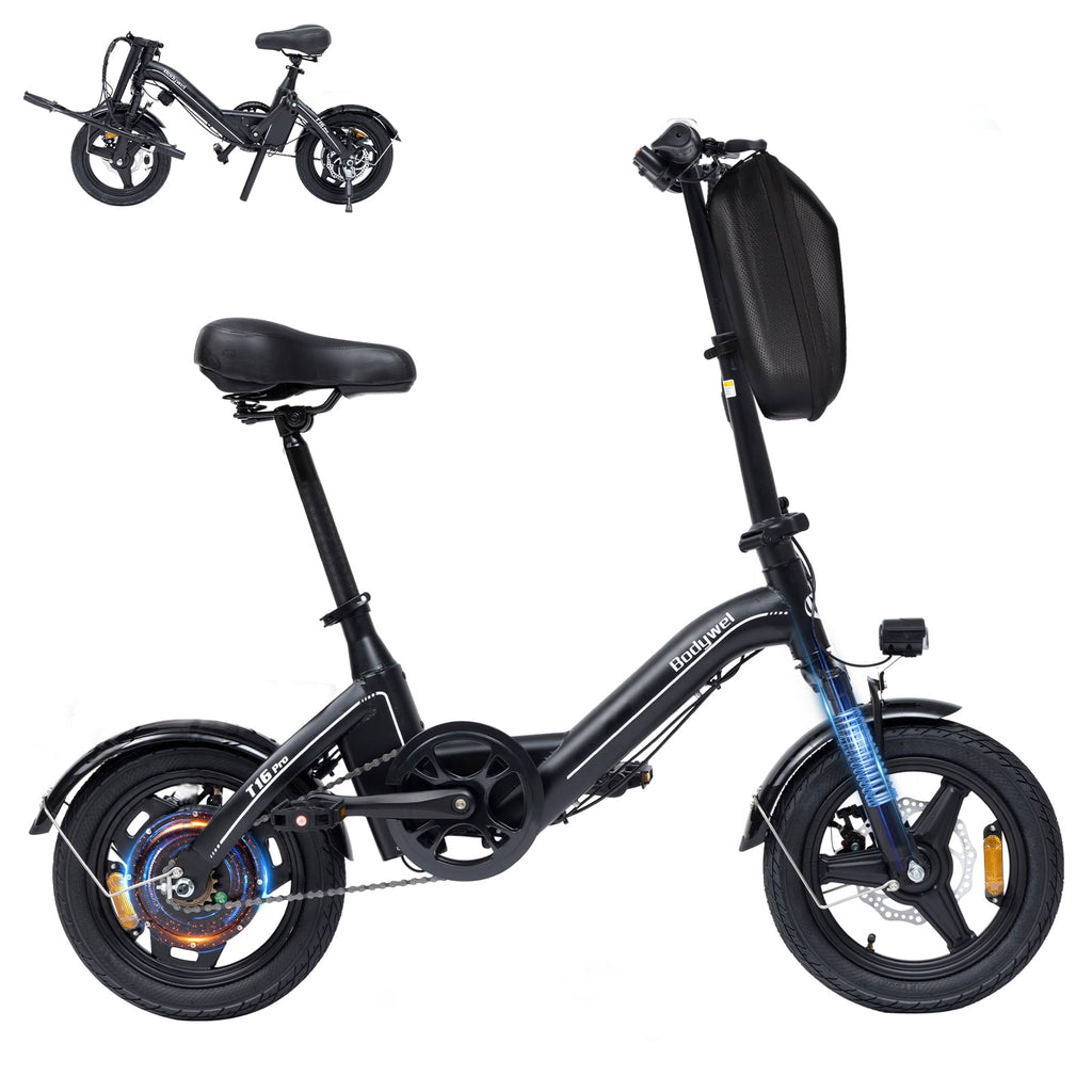 Bodywel Folding Electric Bicycle for Adults Teens, 14 Electric Bike with 500W Peak Motor, 360Wh Battery, Mini Ebike for City Commuter, E Bike, UL2849 Electric Bikes