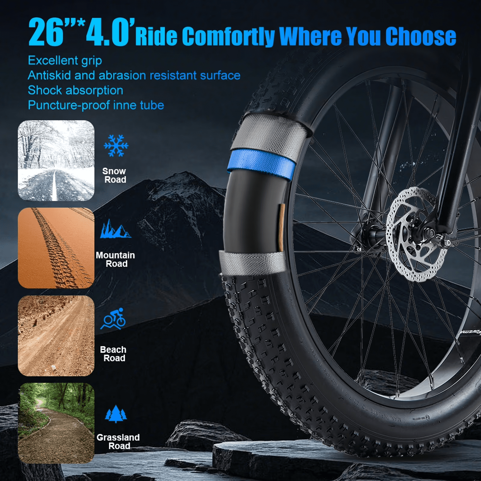 Electric Bike for Adults 5000W Dual Motor AWD 40MPH 210Nm Torque 52V 30Ah 90 Miles 26 Fat Tire Off Road E Mountain Bike Full Suspension Dual Hydraulic Brakes UL2849 Electric Bicycles Electric Bikes
