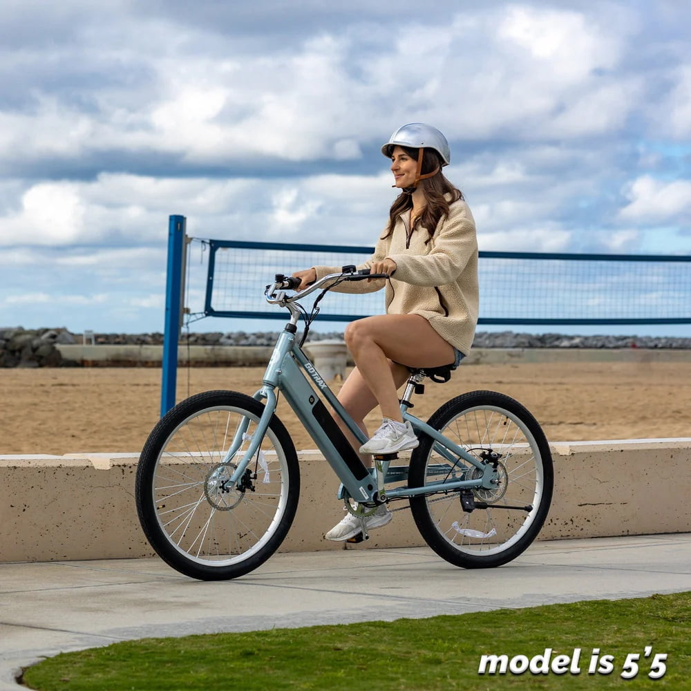 GOTRAX Shoreline 27.5 Women's Electric Beach Cruiser bikes , 350W Motor, 36V, Class 2, Up to 40 Miles, Adult, Blue Electric Bikes