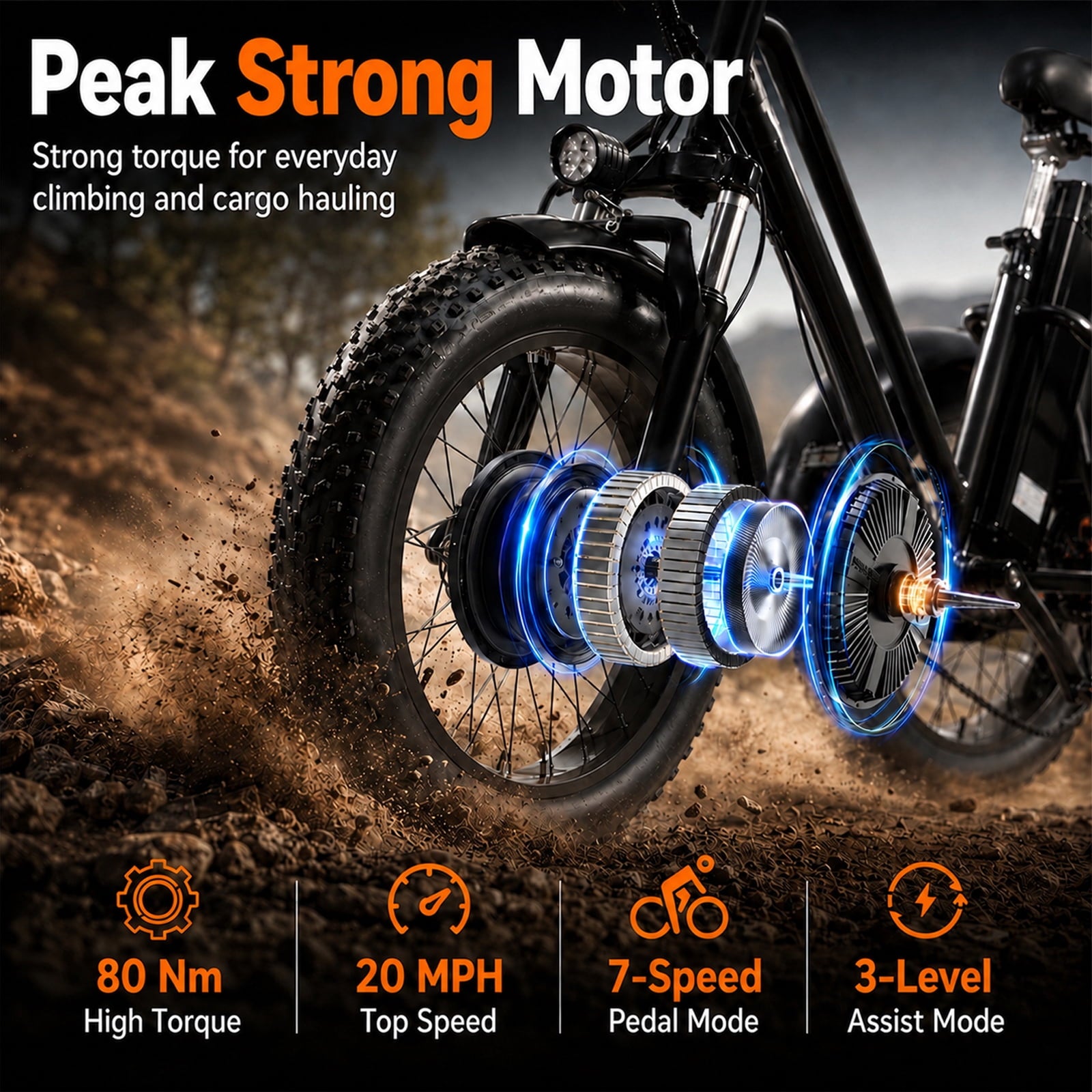 NOMIGO Electric Tricycle for Adults, 500W Motor, 48V 15Ah Battery, 20x4 Fat Tire 3-Wheel Electric Bike, 7-Speed, Rear Basket, Black Electric Bikes