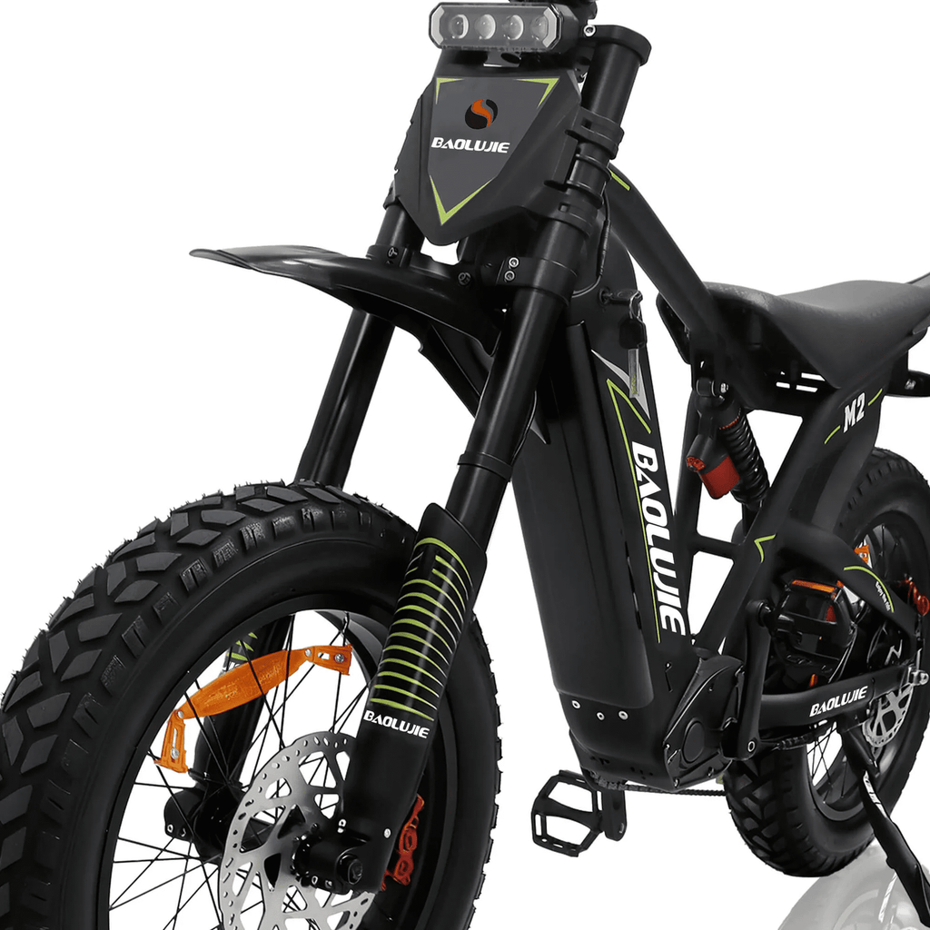 BAOLUJIE M2 3000W Electric Dirt Bike for Adults, 53 MPH, 60V/25Ah Removable Battery, 20x4.0 Fat Tires, Full Suspension, Heavy-Duty Aluminum Frame, Off-Road MTB, UL2849(Green) Electric Bikes