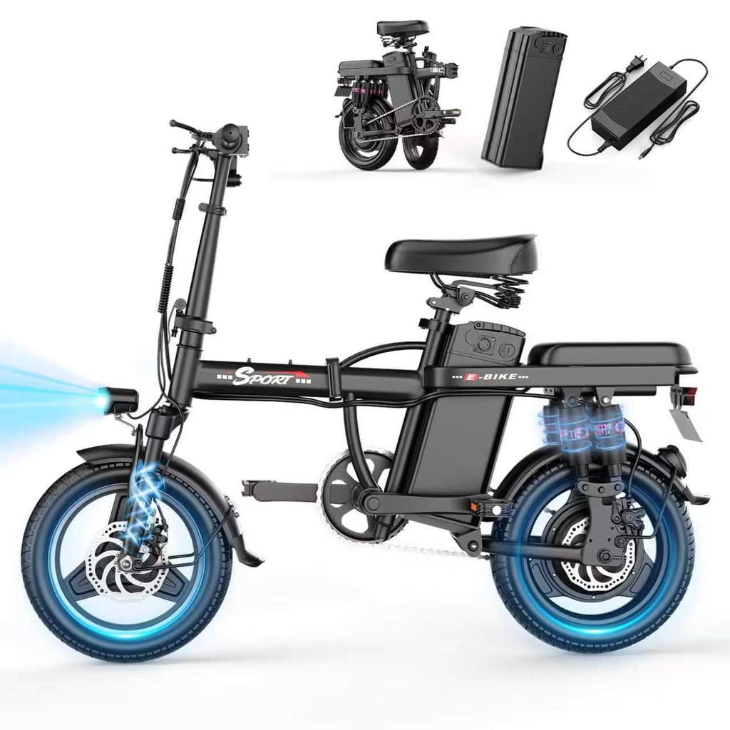 Electric Bike for Adults,  Electric Bicycle with 48V Removable Battery,14 Folding Ebike, 20MPH,30+ Miles(MAX),500W High Motor,Multi-Shock Absorption,UL 2849,Commuting Mini E Bikes Electric Bikes