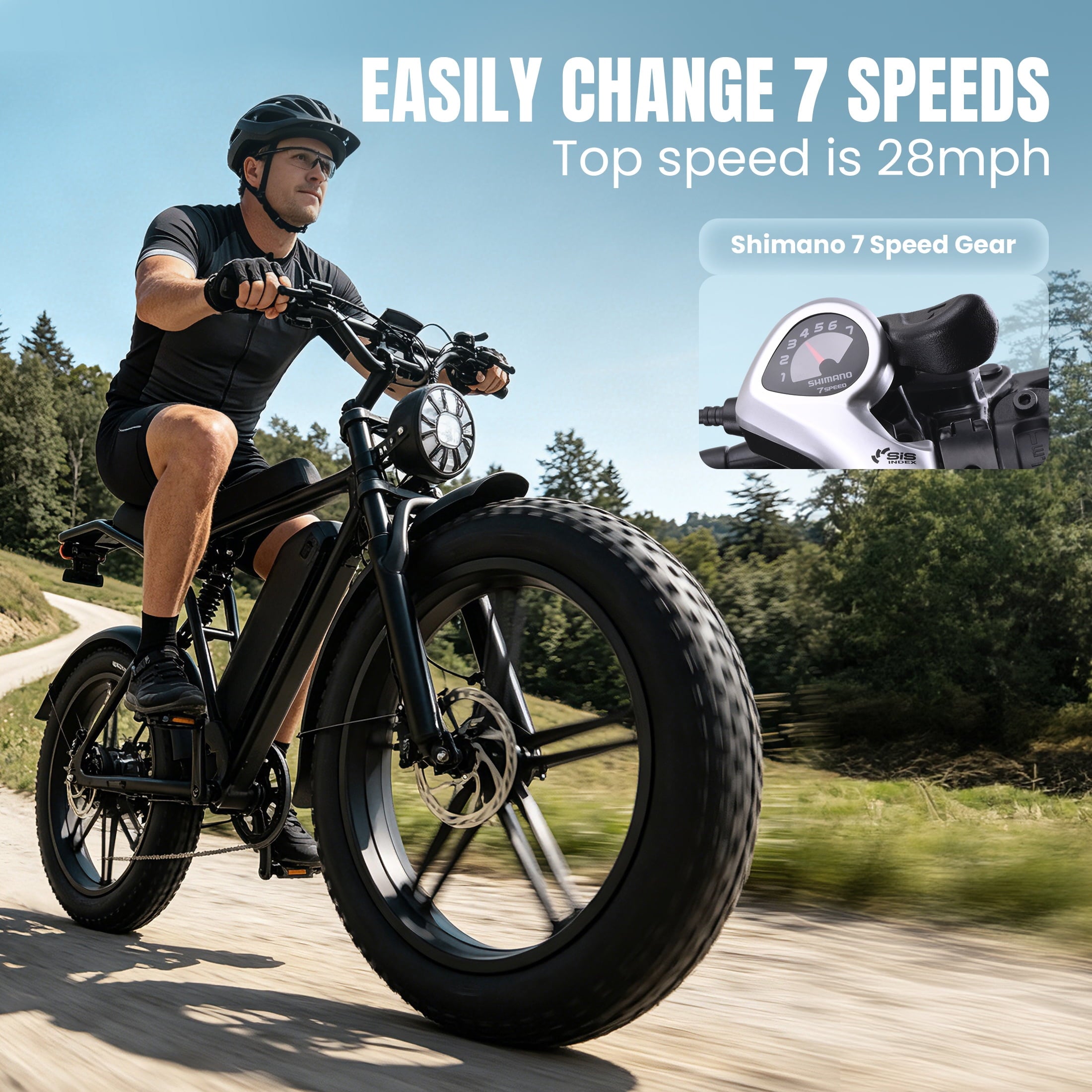 Pescroa Electric Bike for Adults, 1500W Peak Motor E Bike with 48V 15Ah Removable Battery, E-Bike with 7 Speeds, Ebikes with 28MPH Max Speed, Adult Electric Bicycles with 70-100 Miles Max Range Electric Bikes