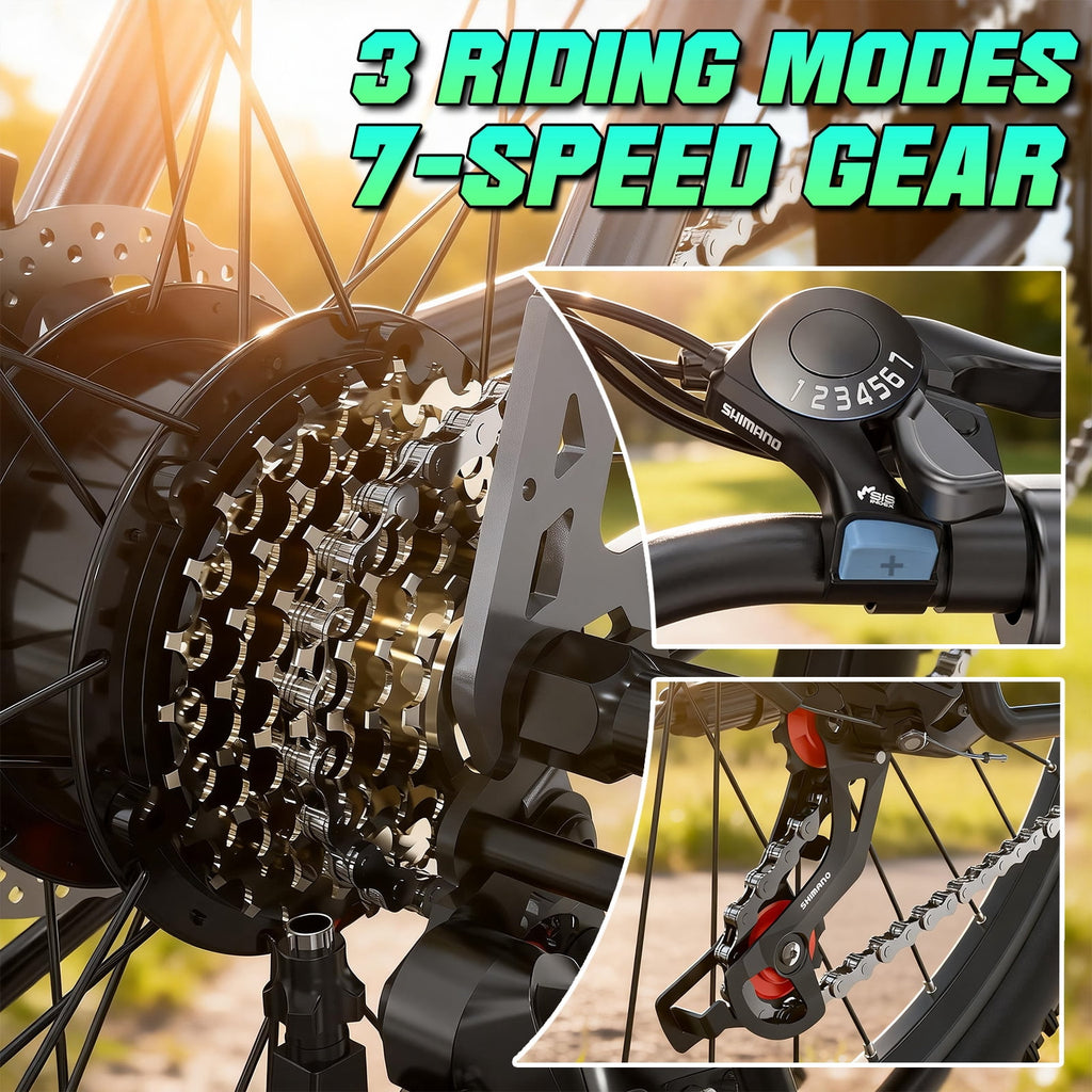 Terrosor 720W Peak Electric Bike, 48V 10.4Ah, 25MPH, 50Miles Range, 26''x2.12'' Tire Mountain Ebike,7 Speeds, Removable Battery,Adult Electric Bicycle, UL2849 Electric Bikes