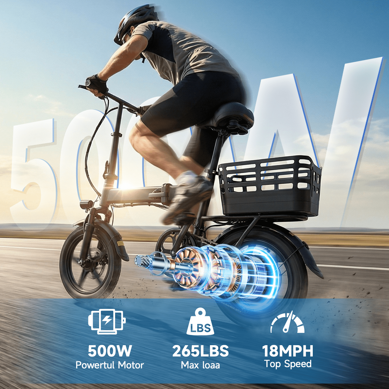 XKJ Electric Bike for Adults, Ebike, Electric Bicycle with 48V 12AH Removable Battery,14 Folding Ebike, 20MPH,20+ Miles(MAX),500W High Motor,Multi-Shock Absorption,Commuting Mini E Bikes,UL2849 Electric Bikes