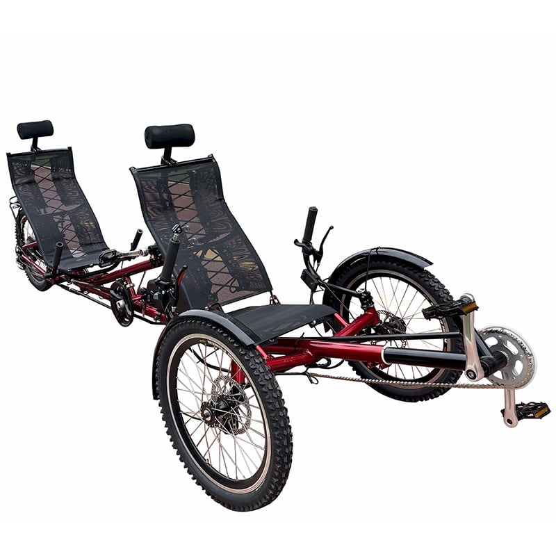 Recumbent 3 Wheel Electric Bike with 500W Motor- Electric 2 Seater Tandem Trike – Adjustable Seats Electric Bikes