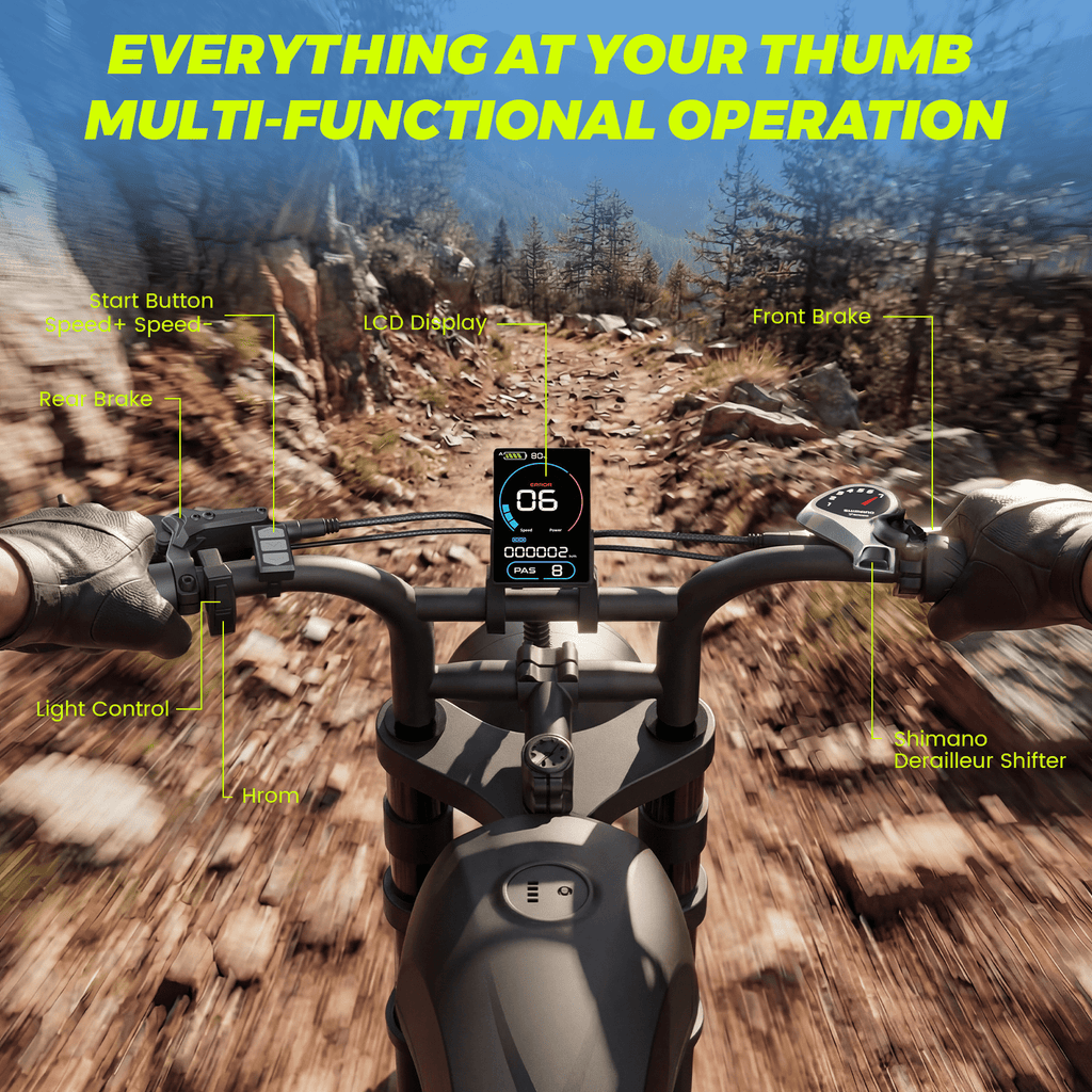 Electric Bike for Adults, 1500W Dirt Bike, 34MPH, 48V 20Ah E-Bike, 60 Miles Electric Motorcycle, 20 Fat Tire Off-Road Bike, All Terrain for Mountains, Snow, Sand, Road Electric Bikes