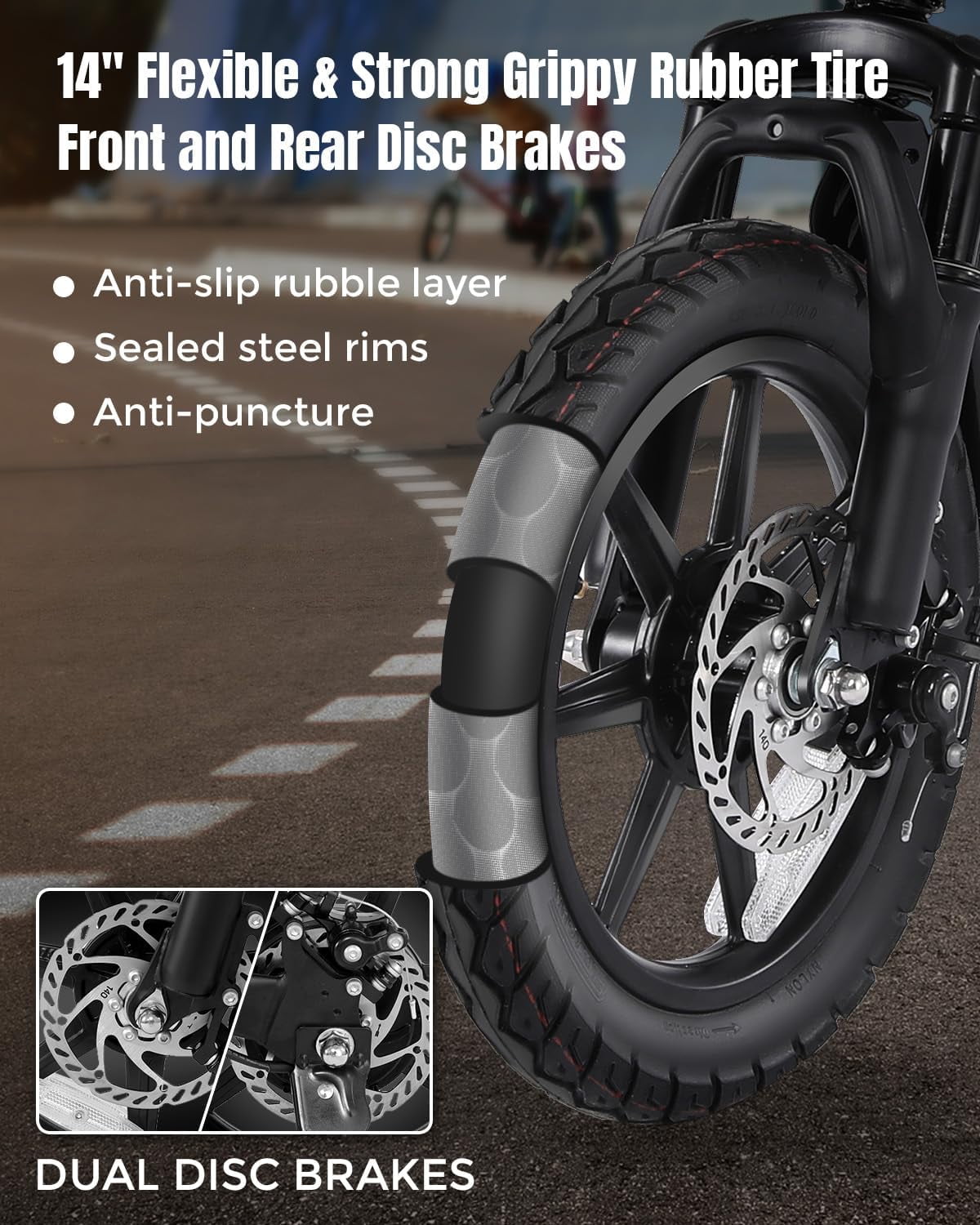 ANCHEER Peak 500W Electric Bike for Adults, Foldable Electric Bikes with 48V 374Wh Battery, 14 Electric Bicycle for Men Women, LCD Digital Display, Cruise Control Ebikes, Dual Suspension Fork UL2849 Electric Bikes
