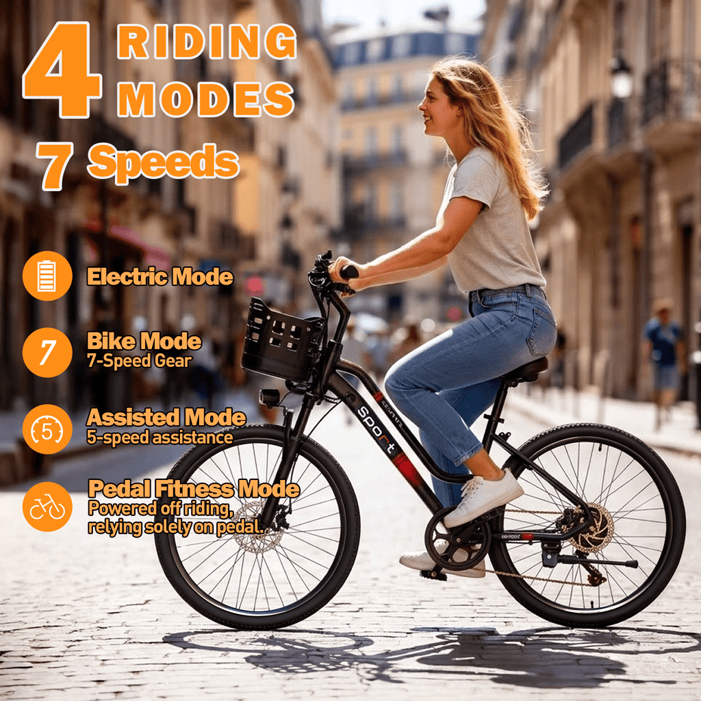 BroPath Electric Bike for Adults,26Electric Bike,40+ Miles,7-Speed,25MPH by 800W(Peak) Motor Mountain Ebike,576Wh Internal Battery,Electric Bicycles for Commuting,Lightweight Ebike,UL2849 Electric Bikes