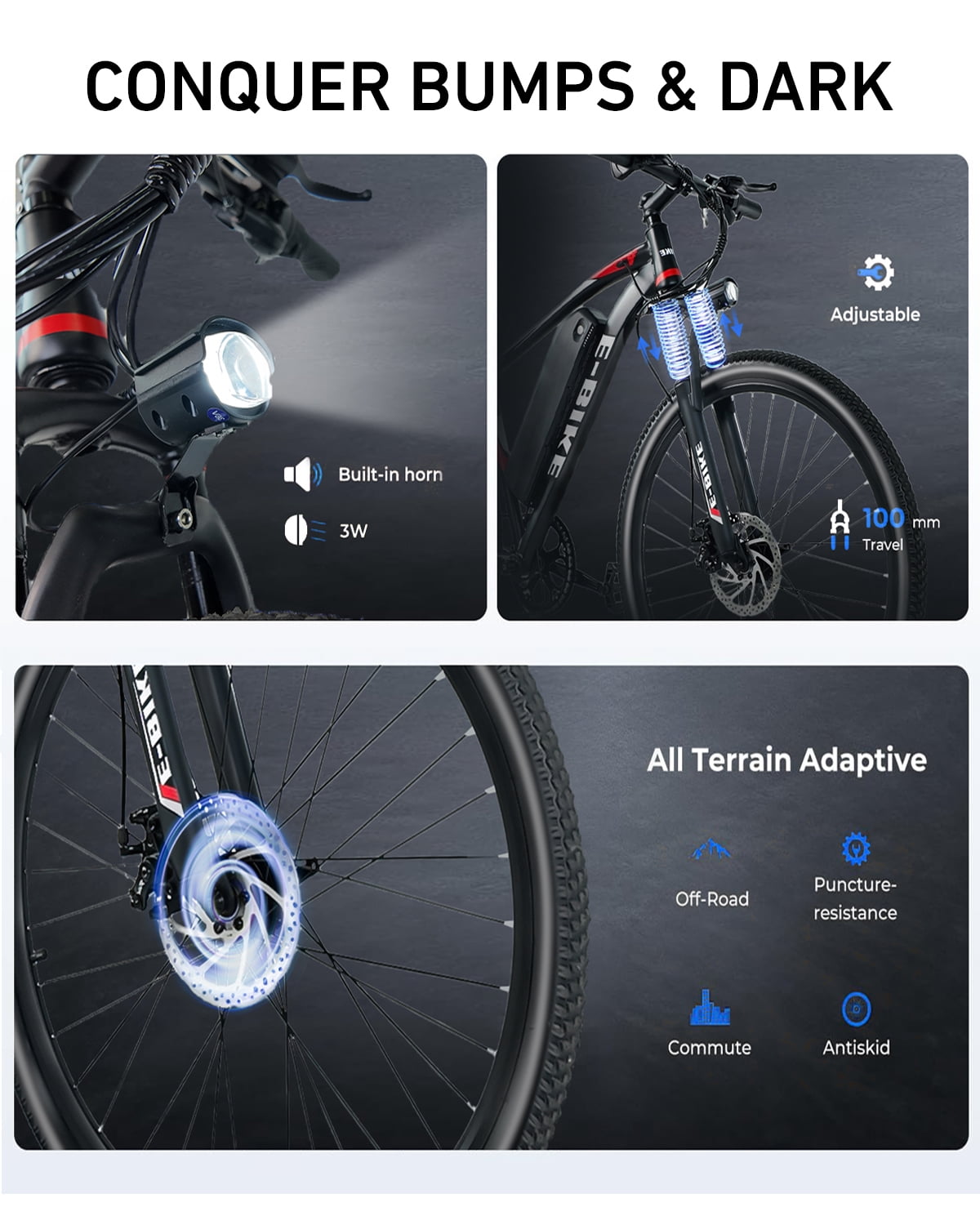 APYEAR Electric Bike for Adults,26 E-Mountain Bicycle,18-30+ Miles,48V Battery,20Mph,750W Peak Electric Bicycles UL 2849 Electric Bikes