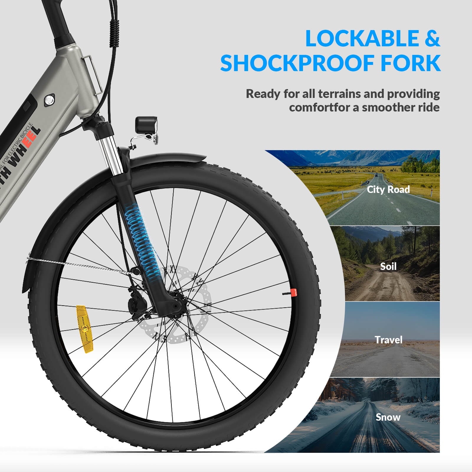 5TH WHEEL W18B Electric Bike for Adult with 350W Motor, 26 Electric Mountain Bike with 36V 10.4Ah Removable Battery Ebike, Electric Bicycle with 7 Speed, UL2849 Electric Bikes