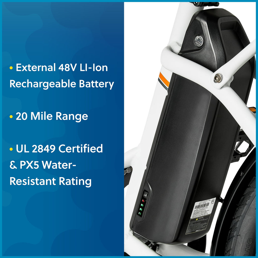 Concord 20 LoadPro Electric Cargo Bike 20 Wheels, 48V Class 2, Off-White, Fits Riders 4'11 - 6'3, Adult, Unisex, Online Only Electric Bikes