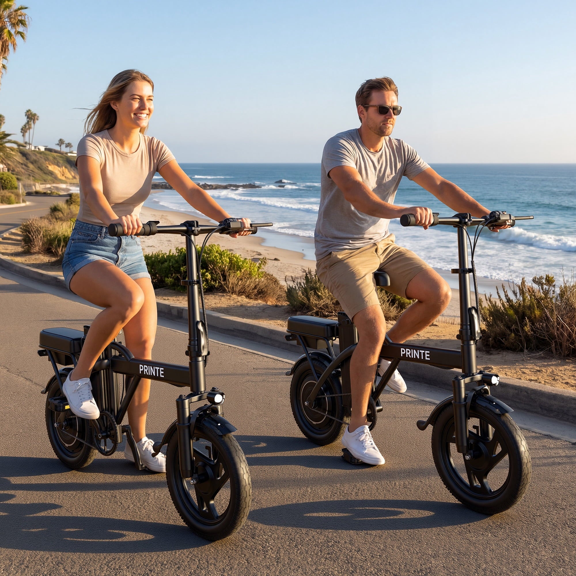 PRINTE N14 Electric Bike Black 500W 48V, 14' Mini Ebike for City Commuter for Adult with Two Seats UL2849 Electric Bikes