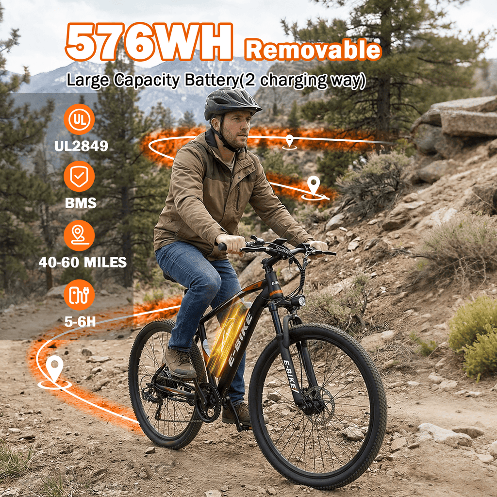 BroPath Electric Bike for Adults, Ebike, Electric Bicycle with 576WH Removable Battery,26 Folding Ebike, 25MPH,40+ Miles(MAX),800W High Motor,Multi-Shock Absorption,Commuting E Bikes,UL2849 Electric Bikes