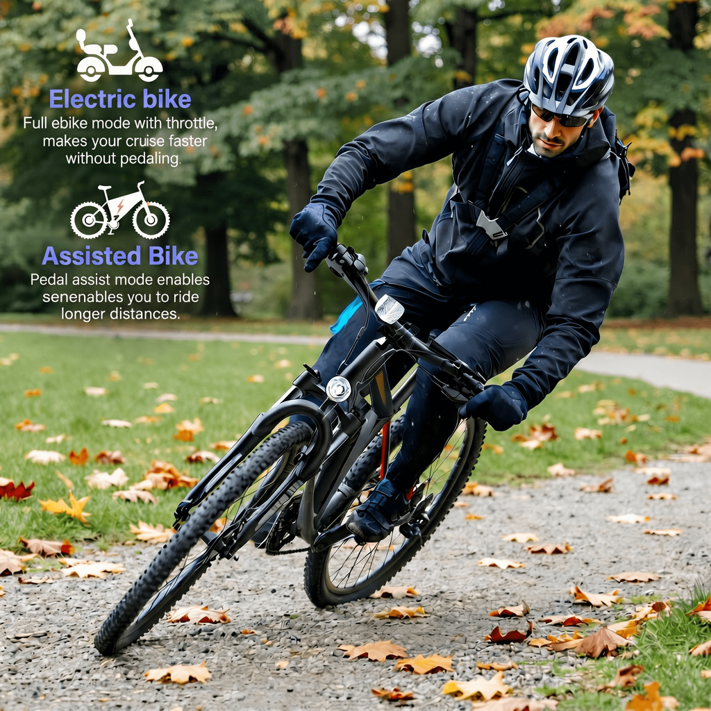 26 Electric Bike for Adults, 500W Peak Motor, 36V 12Ah Removable Waterproof Battery, 20 MPH, 30 Miles Range, 7-Speed Suitable for Mountain, Commuting, Shopping, or Trip, UL 2849 Electric Bikes