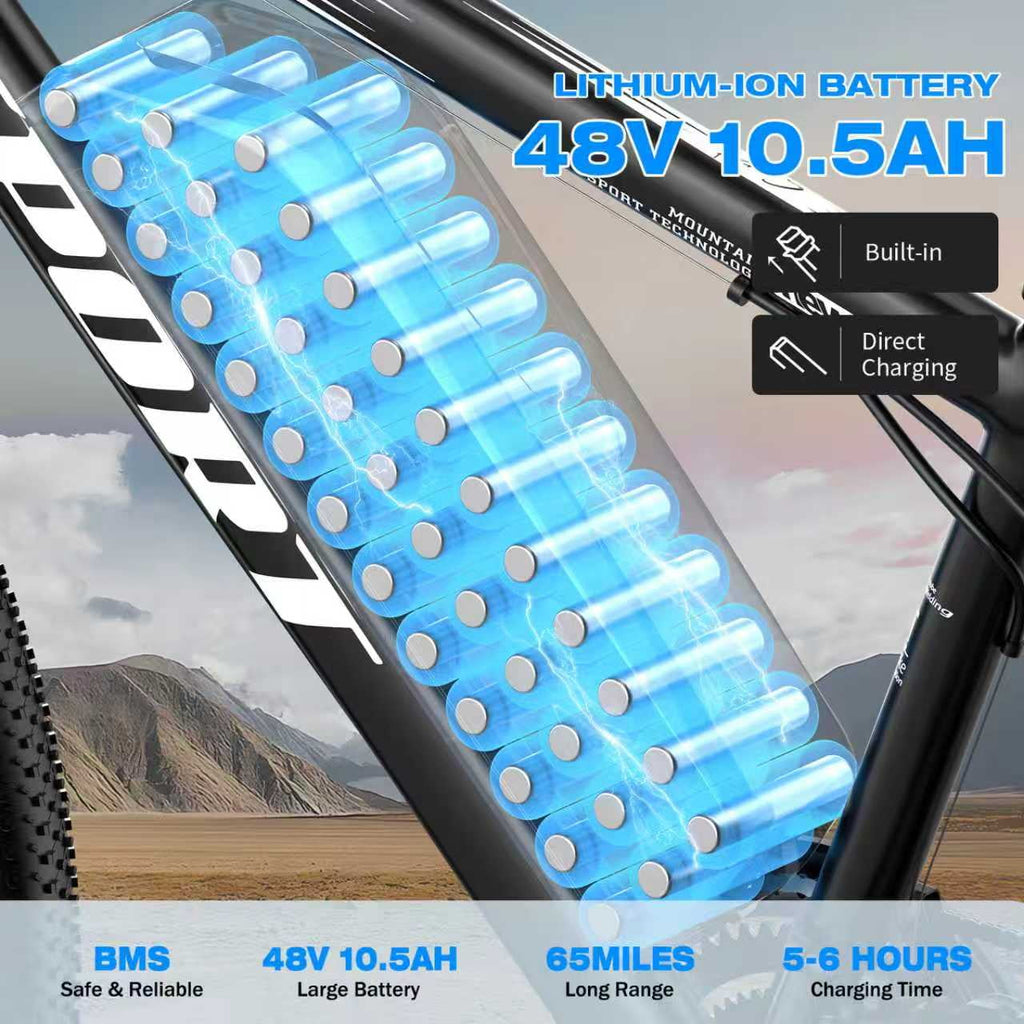 1200W Adult Electric Mountain Bike, 48V 10A Removable Battery-65 Miles, 26 Professional Shock Absorbing Tires,30MPH Off-Road Motorcycle,7 Speed Ebike,UL2849 Electric Bikes