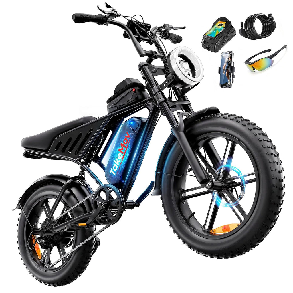 TakeMov Electric Bike for Adults, 750W Peak 1500W Motor, 33MPH & 60 Miles, 20x4 Fat Tire E-Mountain Bike, NFC Unlock, 48V/15AH, UL2849 Certified Electric Bikes