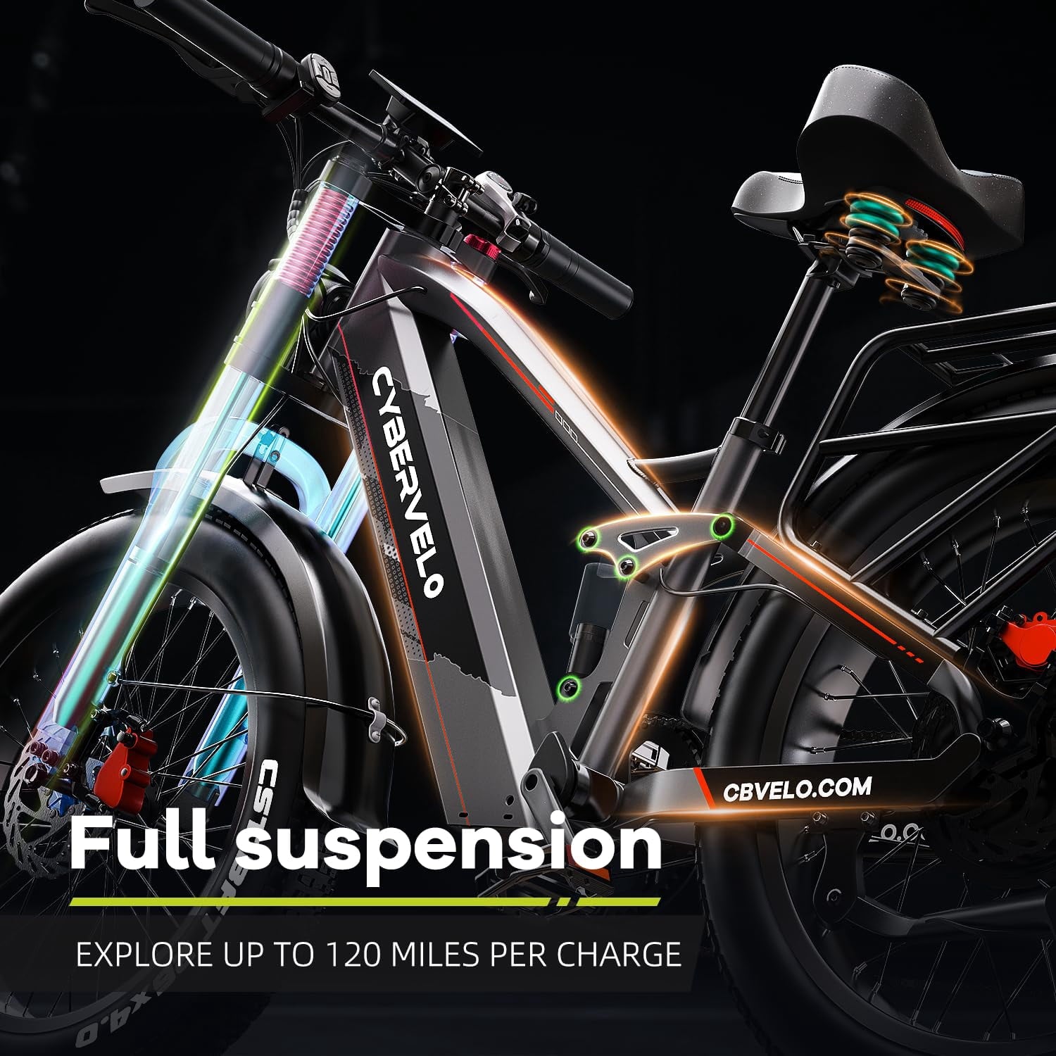 26x 4 Electric Bike,2000W Peak Motor,60V 50AH Removable Battery,Full Suspension Fat Tire E-Bike,Rear Rack, UL 2849 Electric Bikes