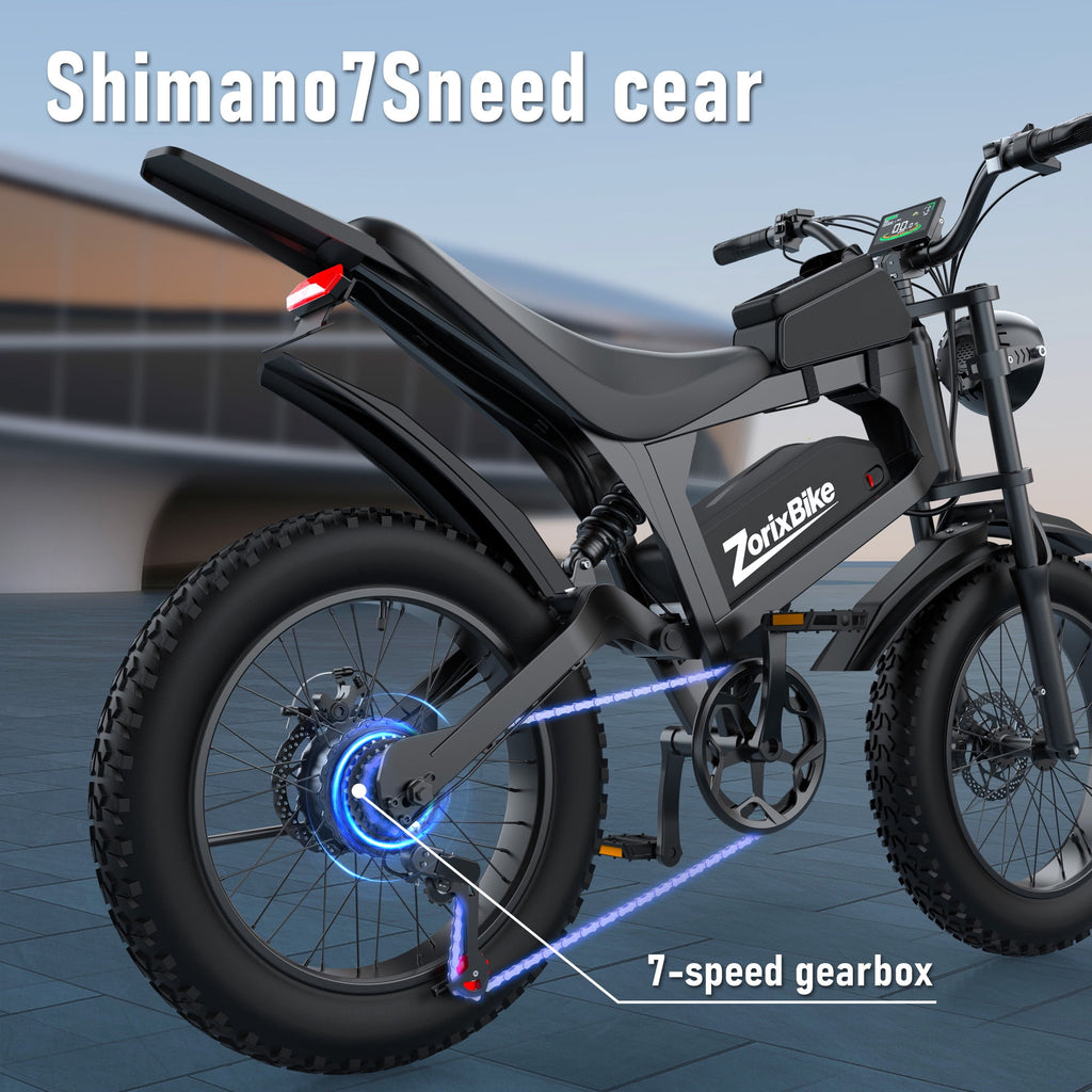 ZorixBike R8 Electric Bike for Adults, 1500W Brushless Motor Ebike, 20x 4 Fat Tire Electric Bicycle, 48V E Mountain Bike UL2849 Electric Bikes