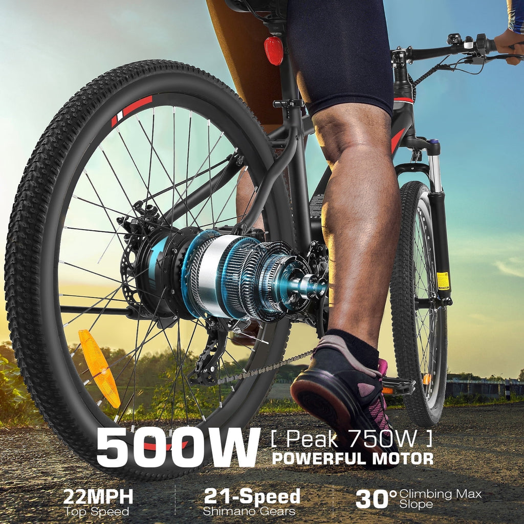Gocio 27.5 Electric Mountain Bike for Adults, 750W Peak Motor, 48V 10.4Ah Battery, 20MPH, 21 Speed, Lockable Front Suspension, UL2849 Certified Electric Bikes