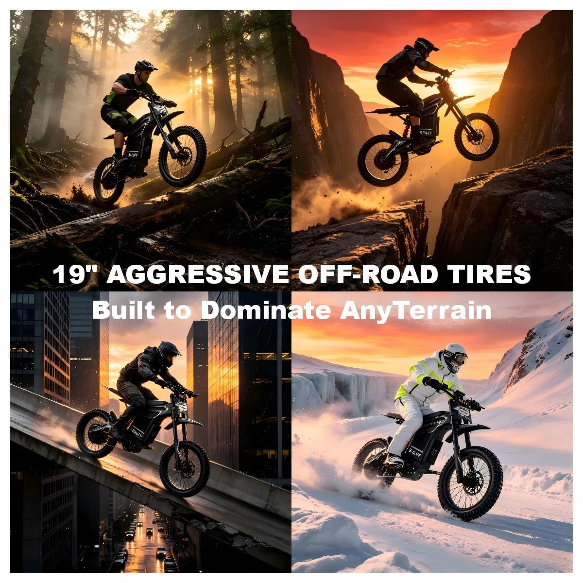 7500W Electric Dirt Bike for Adults, 50MPH, 50° Climbing, Up to 75 Miles Mountain Bike, 72V 30Ah Removable Battery, 19/17 Fat Tires, for Snow, Mountains, Off-Road, UL2849. Electric Bikes