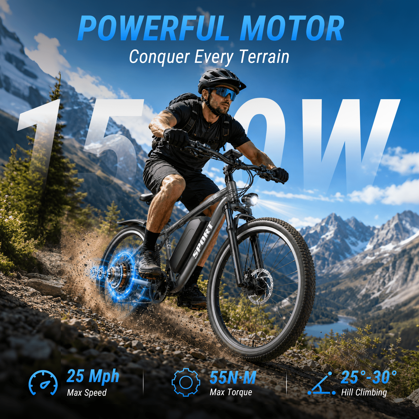 ASKGO Adult Electric Mountain Bike, 750W Peak Motor, 48V 10.4Ah Removable Battery, 26-Inch E-Bike, 20 MPH Max Speed, 45-Mile Range, Dual Disc Brakes & Full SuspensionTrail Riding,  Gray Electric Bikes