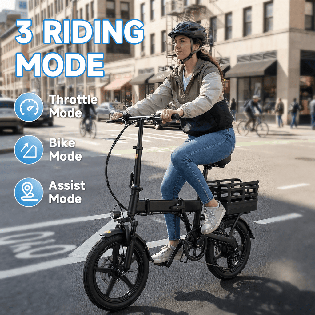 14IN Folding ebike for Adults Teens,500W Motor up to 20 mph Range 30 mile with 36V 12Ah Removable Battery Dual-disc brakes Electric bicycle,UL 2849 Electric Bikes
